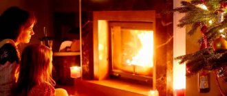 Decorative portal with a built-in electric fireplace looks like a real one