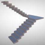Our photo is an example of a 3D model of a two-flight, U-shaped concrete staircase with mirrored steps.