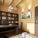 Multi-level lighting in a wooden house